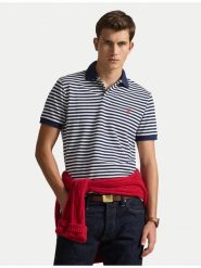 Polo Ralph Lauren Polo 710956682500 Granatowy Slim Fit. Niebieskie koszulki polo męskie Polo Ralph Lauren, m, bez wzorów, z bawełny, bez kołnierzyka, bez ramiączek. Za 639.99 zł.