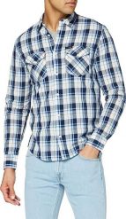 LEE REGULAR SHIRT MĘSKA KOSZULA MATERIAŁOWA NAVY L69HME35 112117213. Niebieskie koszule męskie Lee, l, bez wzorów, z materiału, bez kołnierzyka, bez ramiączek. Za 129.99 zł.