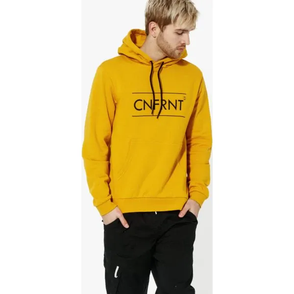 Confront Bluza Big Logo Hoodie , żółty, rozmiar L. Żółte bluzy nierozpinane męskie Confront, l, bez wzorów, z bawełny, z kapturem. W wyprzedaży za 69.99 zł.