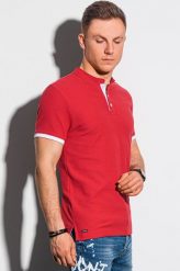 Ombre Koszulka męska polo bawełniana S1381 - czerwona S. Czerwone koszulki polo męskie Ombre, m, bez wzorów, z bawełny, bez kołnierzyka, bez ramiączek. Za 39.99 zł.