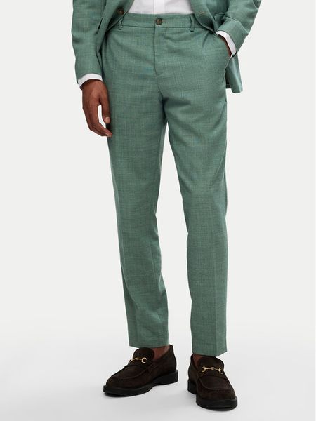 Selected Homme Spodnie garniturowe 16087871 Zielony Slim Fit. Zielone eleganckie spodnie męskie Selected Homme, bez wzorów, z syntetyku. Za 249.99 zł.