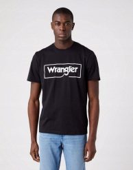 WRANGLER FRAME LOGO TEE MĘSKI T-SHIRT KOSZULKA LOGO NADRUK W70JD3100 112319290, L. Czarne t-shirty męskie Wrangler, l, bez wzorów, z bawełny, bez kołnierzyka, bez ramiączek. Za 79.99 zł.