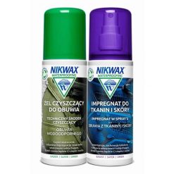 Zestaw do czyszczenia i impregnacji obuwia z tkanin i skóry Nikwax 2 x 125 ml. Buty trekkingowe męskie Nikwax, bez wzorów, ze skóry, sportowe, bez obcasa, bez zapięcia. Za 39.00 zł.