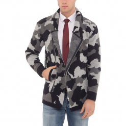 Sweter w kolorze granatowym. Niebieskie swetry męskie RNT23, ze stójką. W wyprzedaży za 129.95 zł.