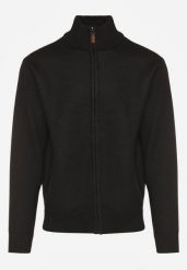 Czarny Kardigan w Jodełkę na Suwak z Polarową Wyściółką Iwedara. Czarne kardigany męskie Born2be, l, bez wzorów, z jeansu, bez ramiączek. Za 89.99 zł.