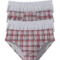 Slipy maxi (4 pary) bonprix szaro-czerwony w kratę. Slipki męskie marki bonprix. Za 51.96 zł.