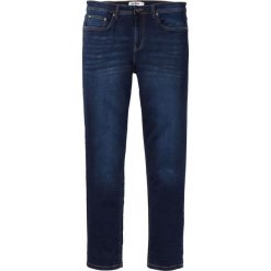 Dżinsy dresowe Slim Fit Straight bonprix ciemnoniebieski. Niebieskie jeansy męskie bonprix, bez wzorów, z dresówki. Za 59.99 zł.