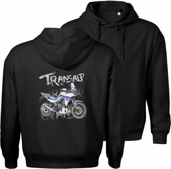 Bluza z kapturem motocyklowa z motocyklem na motor Honda Transalp 750 XL męska czarna XXL. Czarne bluzy nierozpinane męskie Topslang, m, bez wzorów, bez ramiączek, z kapturem. Za 287.30 zł.