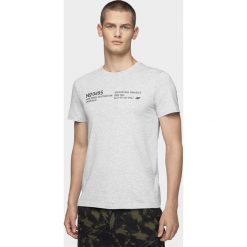 T-shirt męski TSM250 - chłodny jasny szary melanż. Szare t-shirty męskie 4f, m, bez wzorów, bez kołnierzyka, bez ramiączek. Za 39.99 zł.