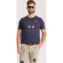 T-SHIRT Aeronautica Militare. Niebieskie t-shirty męskie Aeronautica Militare, l, bez wzorów, z bawełny, bez kołnierzyka, bez ramiączek. Za 209.00 zł.