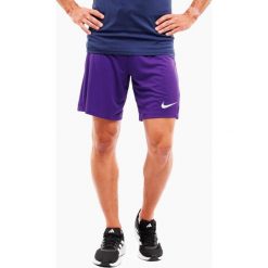 Spodenki Sportowe treningowe krótkie męskie Nike Dry Park III. Fioletowe szorty sportowe męskie Nike, bez wzorów, z poliesteru, sportowe. Za 89.90 zł.