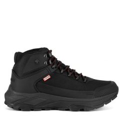 Trekkingi Hunter. Czarne buty trekkingowe męskie Hunter, bez wzorów, sportowe, bez obcasa, bez zapięcia. Za 399.99 zł.