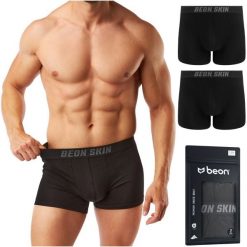 Bokserki męskie Beon MB-G10 Coal Black 2x XL. Czarne bokserki męskie Beon, m, bez wzorów. Za 56.90 zł.