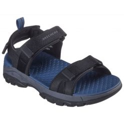 Sandały Skechers Relaxed Fit: Tresmen – Ryer M 205112-BLK czarne. Czarne sandały męskie z syntetyku, z otwartym noskiem, bez zapięcia. Za 444.18 zł.