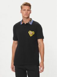 Versace Jeans Couture Polo 76GAGT11 Czarny Regular Fit. Czarne koszulki polo męskie Versace Jeans Couture, m, bez wzorów, z bawełny, bez kołnierzyka, bez ramiączek. Za 779.99 zł.