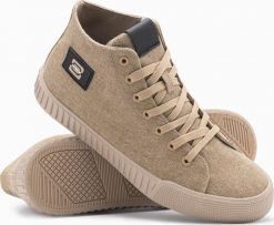 Buty trampki męskie canvas z wysoką cholewką jasnobrązowe V3 OM-FOTH-0186 42. Brązowe trampki męskie Ombre, bez wzorów, przed kolano, bez zapięcia. Za 347.95 zł.
