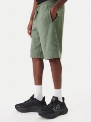 EA7 Emporio Armani Szorty sportowe 7M001491 AF17787 U7235 Zielony Regular Fit. Zielone szorty sportowe męskie EA7 Emporio Armani, bez wzorów, z bawełny, sportowe. Za 449.99 zł.
