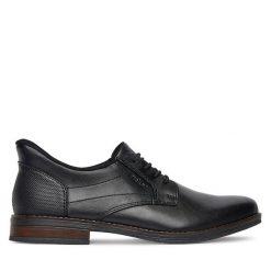 Półbuty Rieker. Czarne eleganckie półbuty męskie Rieker, wizytowe, bez obcasa, bez zapięcia. Za 259.99 zł.