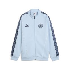 Młodzieżowa kurtka Manchester City KING Anthem PUMA Silver Sky Deep Navy Blue. Niebieskia kurtki treningowe męskie Puma, m, bez wzorów, bez kaptura, do biegania. Za 349.00 zł.