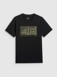4F T-shirt regular z nadrukiem męski - czarny XL. Czarne t-shirty męskie 4f, m, bez wzorów, z dresówki, bez kołnierzyka, bez ramiączek. Za 69.99 zł.