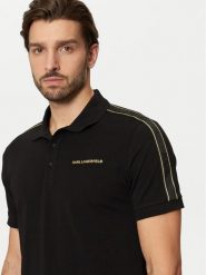 KARL LAGERFELD Polo 745461 551235 Czarny Regular Fit. Czarne koszulki polo męskie KARL LAGERFELD, l, bez wzorów, z bawełny, bez kołnierzyka, bez ramiączek. Za 309.99 zł.