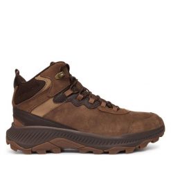Trekkingi Merrell. Brązowe buty trekkingowe męskie Merrell, bez wzorów, sportowe, bez obcasa, bez zapięcia. Za 439.99 zł.
