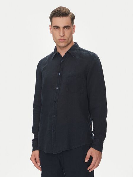 BOSS Koszula 50537381 Granatowy Regular Fit. Niebieskie koszule męskie Boss, l, bez wzorów, ze lnu, bez kołnierzyka, bez ramiączek. Za 269.99 zł.