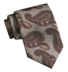Elegancki Męski Krawat - Chattier - Beż i Brąz, Paisley. Krawaty i muchy męskie Chattier, bez wzorów, z tkaniny, eleganckie. Za 49.00 zł.