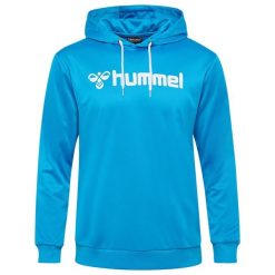 Bluza z kapturem Hummel Logo. Niebieskie bluzy z kapturem męskie HUMMEL, bez wzorów, z kapturem. Za 187.00 zł.
