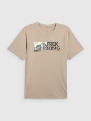 4F T-shirt regular z nadrukiem męski - beżowy 3XL. Brązowe t-shirty męskie 4f, m, bez wzorów, z bawełny, bez kołnierzyka, bez ramiączek. Za 59.99 zł.