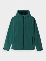 4F Kurtka softshell wiatroodporna membrana 5000 męska - zielona XXL. Zielone kurtki męskie 4f, na zimę, m, bez wzorów, z dzianiny, klasyczne, bez ramiączek, z kapturem. W wyprzedaży za 139.99 zł.