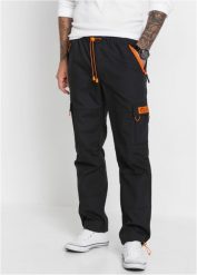 Spodnie z gumką w talii Loose Fit Straight. Czarne długie spodnie sportowe męskie bonprix, bez wzorów. Za 179.99 zł.