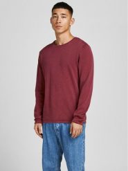 Jack & Jones Sweter Leo 12174001 Bordowy Regular Fit. Czerwone kardigany męskie Jack & Jones, m, bez wzorów, z bawełny, bez ramiączek. Za 79.99 zł.