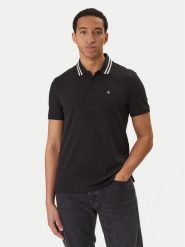 Calvin Klein Jeans Polo Monogram LV04RC276G Czarny Slim Fit. Czarne koszulki polo męskie Calvin Klein Jeans, m, bez wzorów, z bawełny, bez kołnierzyka, bez ramiączek. Za 269.99 zł.