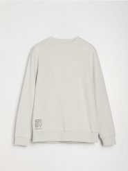 Bluza crewneck z napisem - kremowy. Białe bluzy nierozpinane męskie Sinsay, l, bez wzorów, bez ramiączek, bez kaptura. Za 39.99 zł.