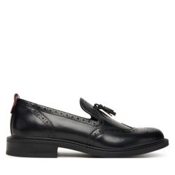 Półbuty HUGO. Czarne eleganckie półbuty męskie Hugo, wizytowe, bez obcasa, bez zapięcia. Za 549.99 zł.