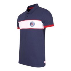PSG polo męskie. Niebieskie koszulki polo męskie PARIS SAINT GERMAIN, m, bez wzorów, sportowe, bez kołnierzyka, bez ramiączek. Za 214.99 zł.