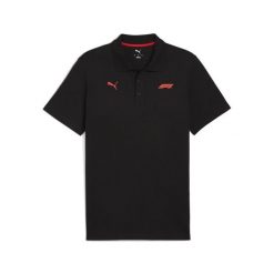 Męska koszulka polo F1® Essentials PUMA. Czarne koszulki polo męskie Puma, l, bez wzorów, prążkowane, klasyczne, bez kołnierzyka, bez ramiączek. Za 199.00 zł.