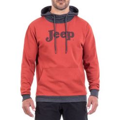 Bluza w kolorze ceglano-ciemnoszarym. Bluzy z kapturem męskie marki Jeep. W wyprzedaży za 114.95 zł.