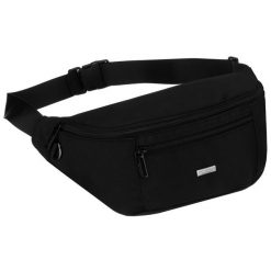 Czarna saszetka męska z kieszenią zewnętrzną na suwak - Peterson. Czarne saszetki męskie Peterson, bez wzorów. Za 79.99 zł.