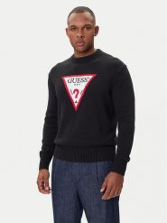 Guess Jeans Sweter M4BR32 Z3HM1 Czarny Regular Fit. Czarne kardigany męskie Guess Jeans, m, z aplikacjami, z bawełny, bez ramiączek. Za 329.99 zł.
