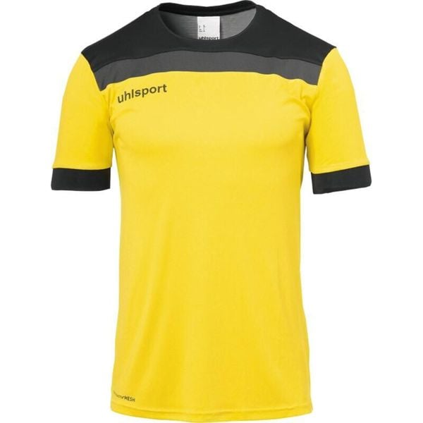 Polo Uhlsport Offense 23. Czarne koszulki polo męskie Uhlsport, bez wzorów, z materiału, sportowe, bez kołnierzyka, bez ramiączek. Za 114.65 zł.