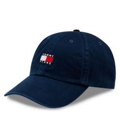 Czapka z daszkiem Tommy Jeans. Niebieskie czapki męskie Tommy Jeans, bez wzorów, z jeansu. Za 99.99 zł.