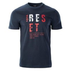 Koszulka męska Hi-Tec Rimo - granatowa, Rozmiar M. T-shirty męskie Hi-tec, m, bez wzorów, z bawełny, bez kołnierzyka, bez ramiączek. Za 44.99 zł.
