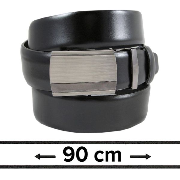 Pasek Czarny do Spodni 90 cm, Automatyczna Klamra, Skórzany, Elegancki -VICTORIO. Czarne paski męskie Victorio, bez wzorów, ze skóry, eleganckie. Za 99.00 zł.