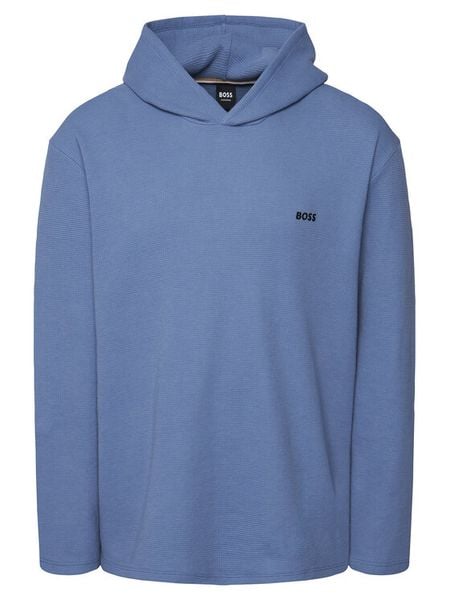 BOSS Bluza Waffle 50535885 Błękitny Regular Fit. Niebieskie bluzy nierozpinane męskie Boss, m, bez wzorów, z bawełny, bez ramiączek, bez kaptura. Za 299.99 zł.