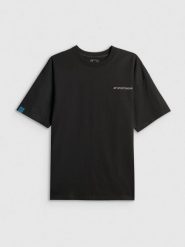 4F T-shirt loose z nadrukiem męski - czarny XL. Czarne t-shirty męskie 4f, m, bez wzorów, z bawełny, bez kołnierzyka, bez ramiączek. Za 89.99 zł.