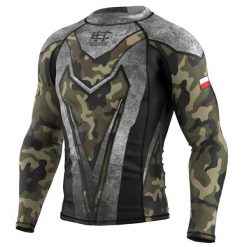 Koszulka sportowa męska Rashguard do MMA EXTREME HOBBY MILITARY. Brązowe bielizna termoaktywna męska EXTREME HOBBY, l, bez wzorów, z bawełny, bez ramiączek, do biegania. Za 209.00 zł.
