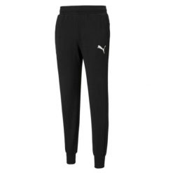 Spodnie męskie Puma ESS Logo Pants TR. Czarne długie spodnie sportowe męskie Puma, bez wzorów, na fitness i siłownię. Za 164.00 zł.