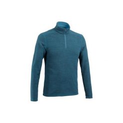 Polar turystyczny MH100 męski. Niebieskie bluzy z polaru męskie QUECHUA, m, bez wzorów, z materiału, bez ramiączek, bez kaptura. Za 29.99 zł.
